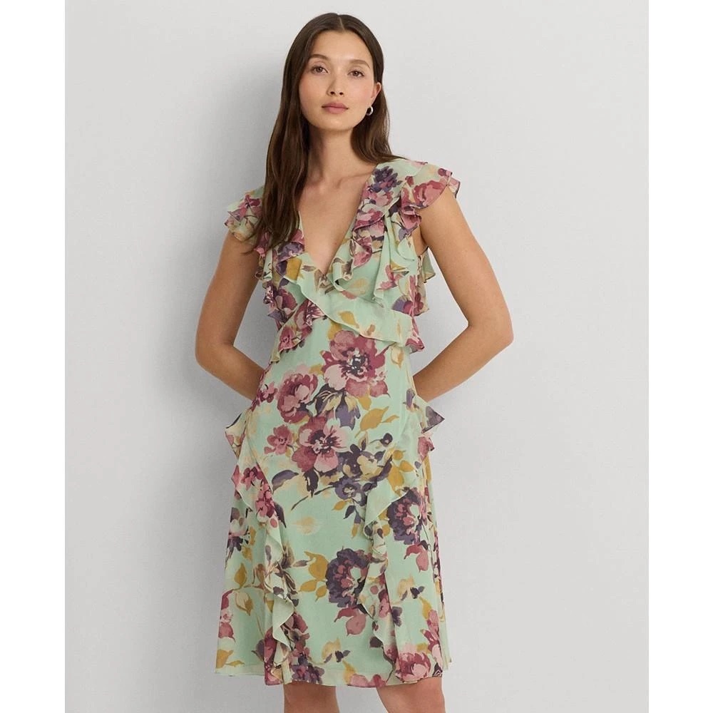 NWT Ralph Lauren Women's Ruffled V-Neck A-Line Dress Sz 6